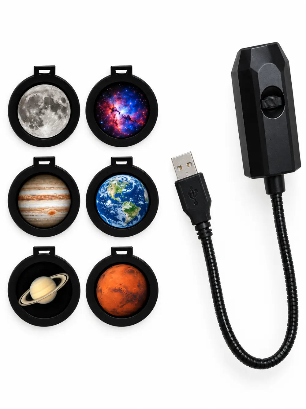 6-in-1 Galaxy Planet Projector Night Light – 360° USB Star Lamp