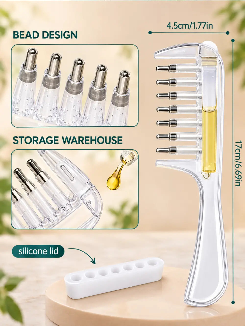 Brekaluxo Crystal Liquid Guide Comb – Scalp Massage & Liquid Applicator