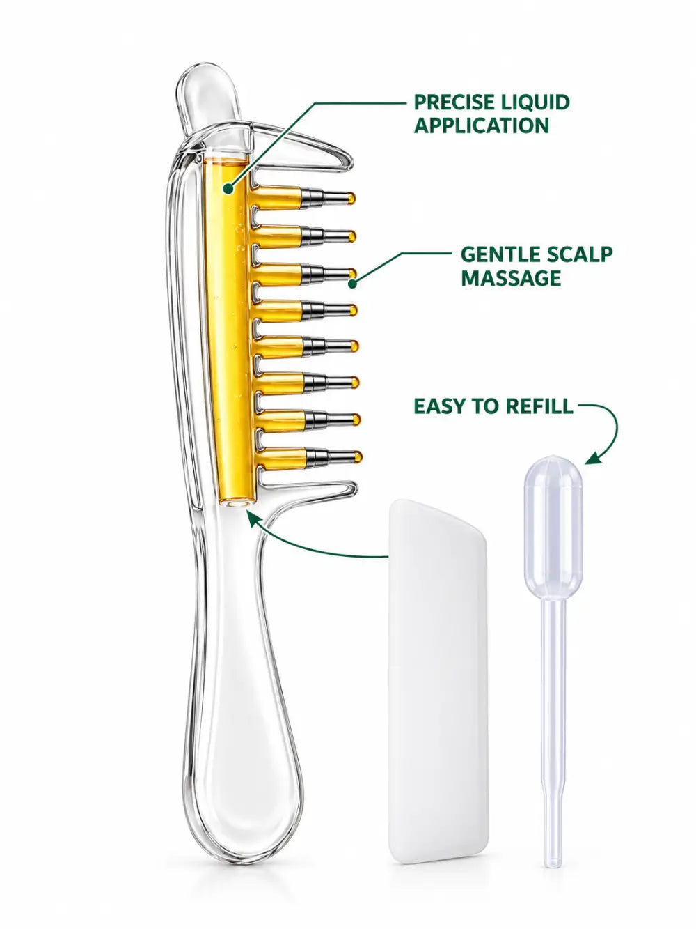 Brekaluxo Crystal Liquid Guide Comb – Scalp Massage & Liquid Applicator