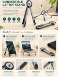 3-in-1 Convertible Laptop Stand | Foldable & Portable Aluminum Stand