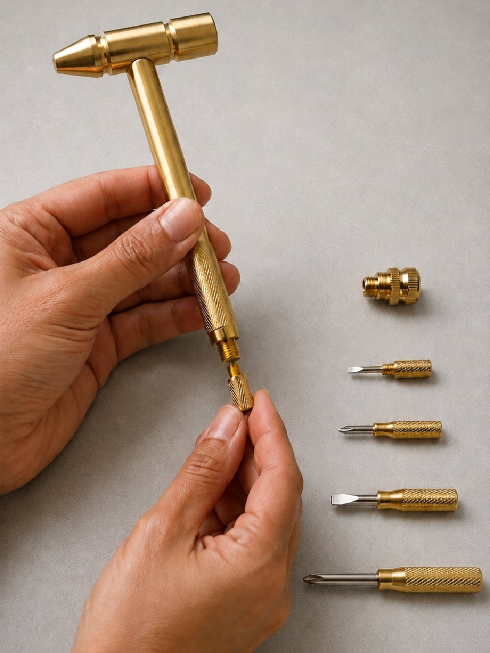 5-in-1 Brass Hammer Kit – Multi-Purpose Mini Tool Set